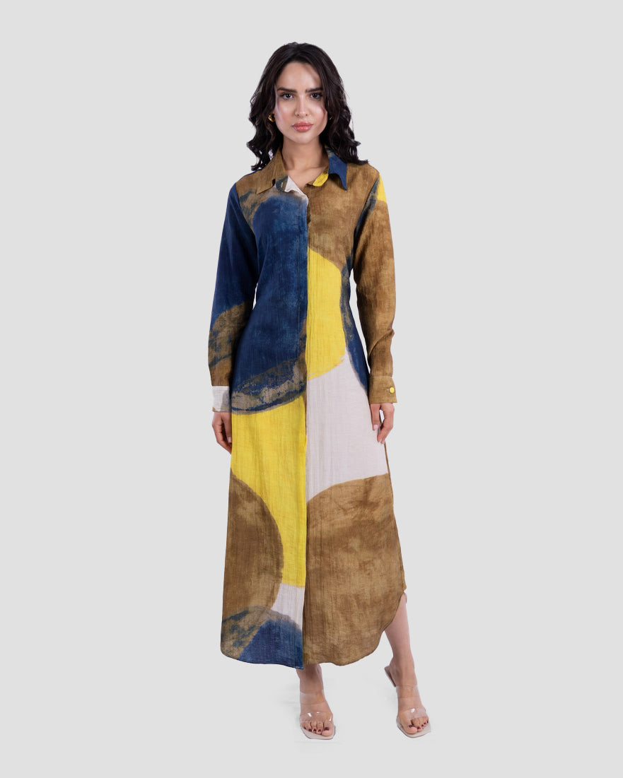 PRINTED LONG SHIRT DRESS