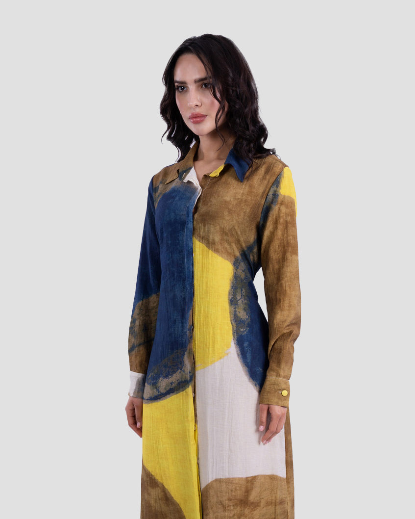 PRINTED LONG SHIRT DRESS