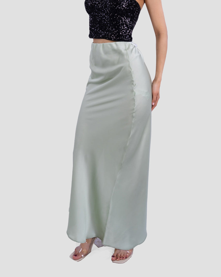 SATIN MIDI SKIRT