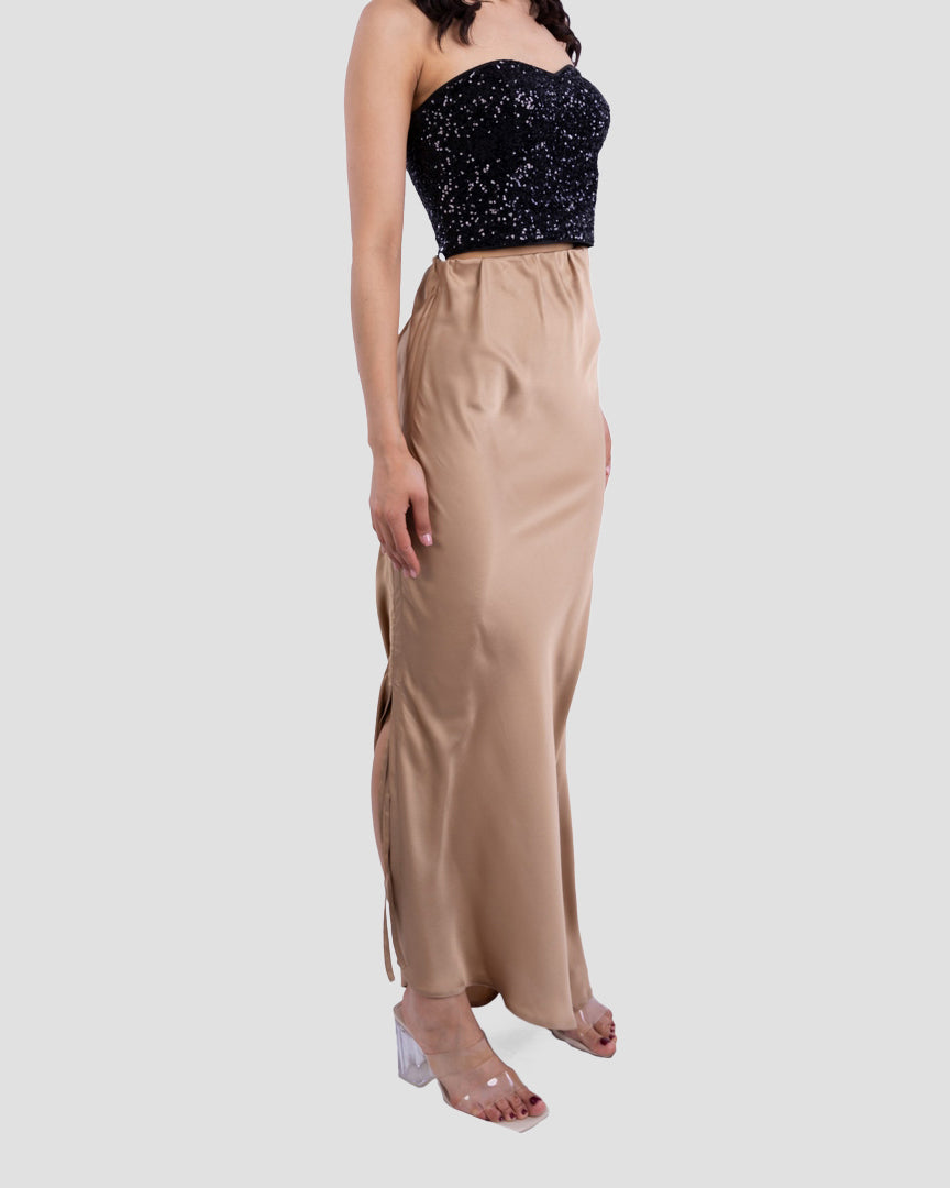 SATIN MIDI SKIRT