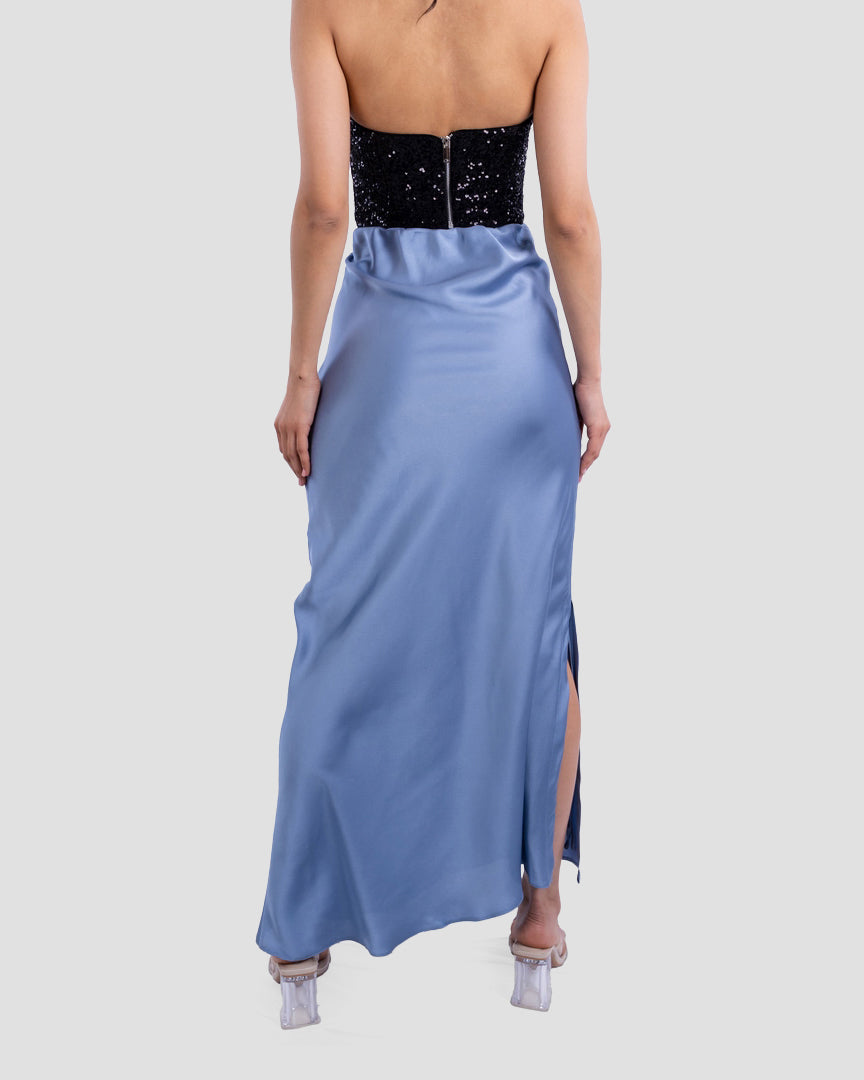 SATIN MIDI SKIRT