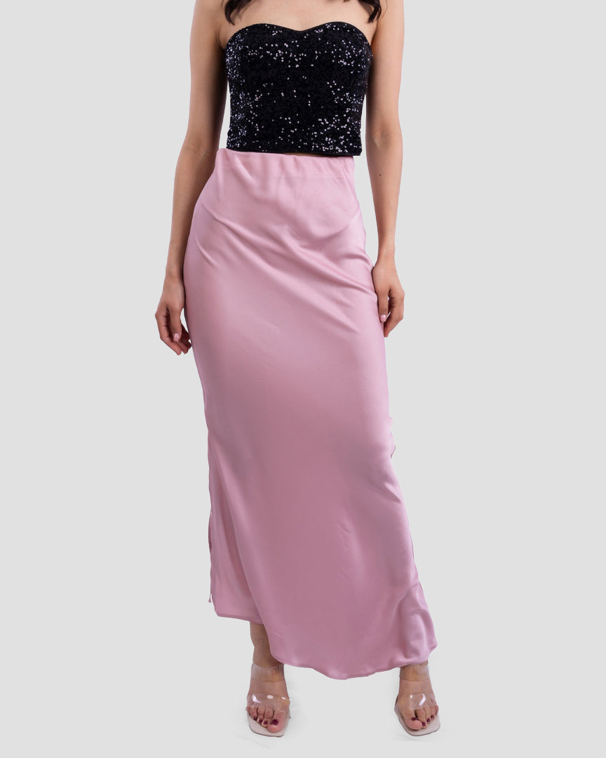 SATIN MIDI SKIRT