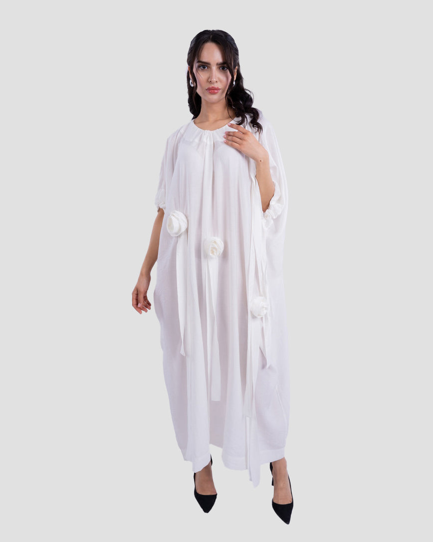 LONG DRESS OVERSIZED WITH 3D FLOWERS