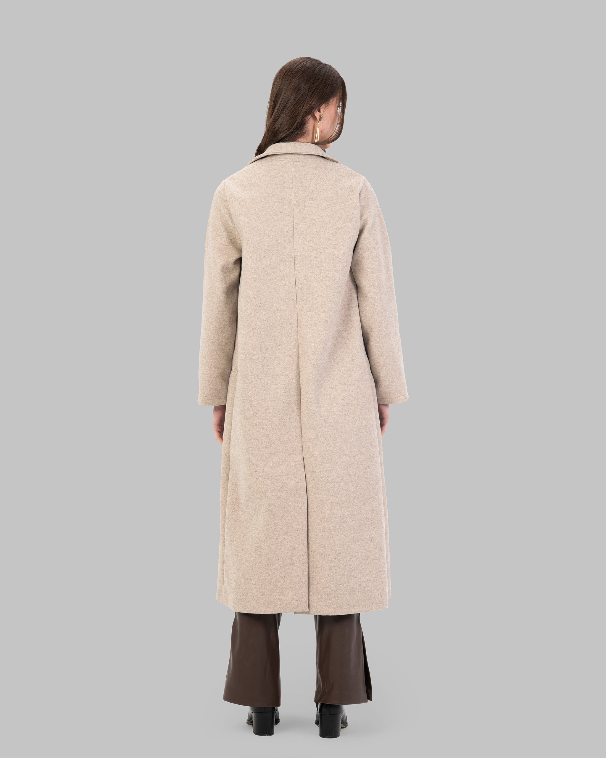 Long slime Wool-Blend Coat,Maxi length