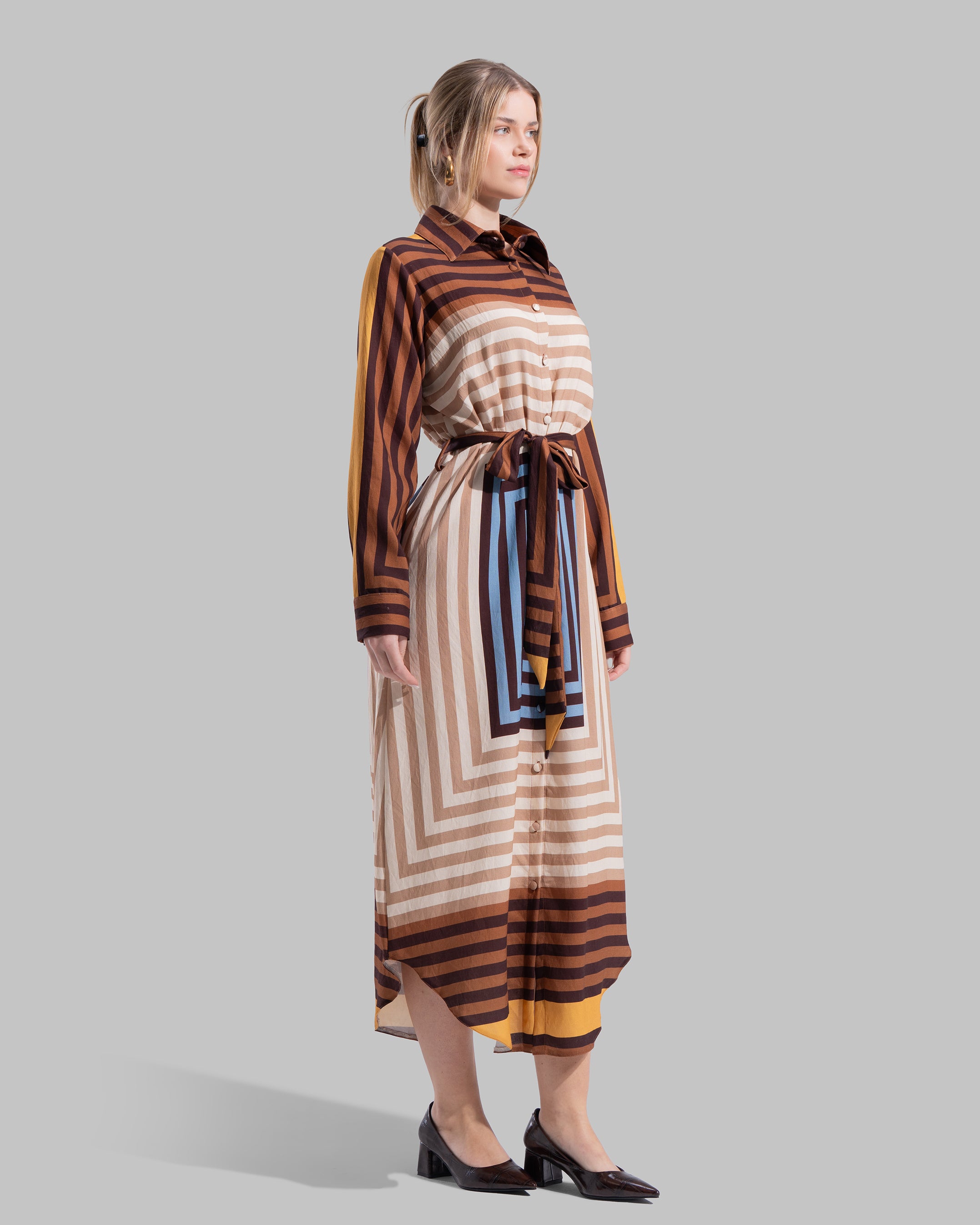 midi shirt dress with amatching belt.