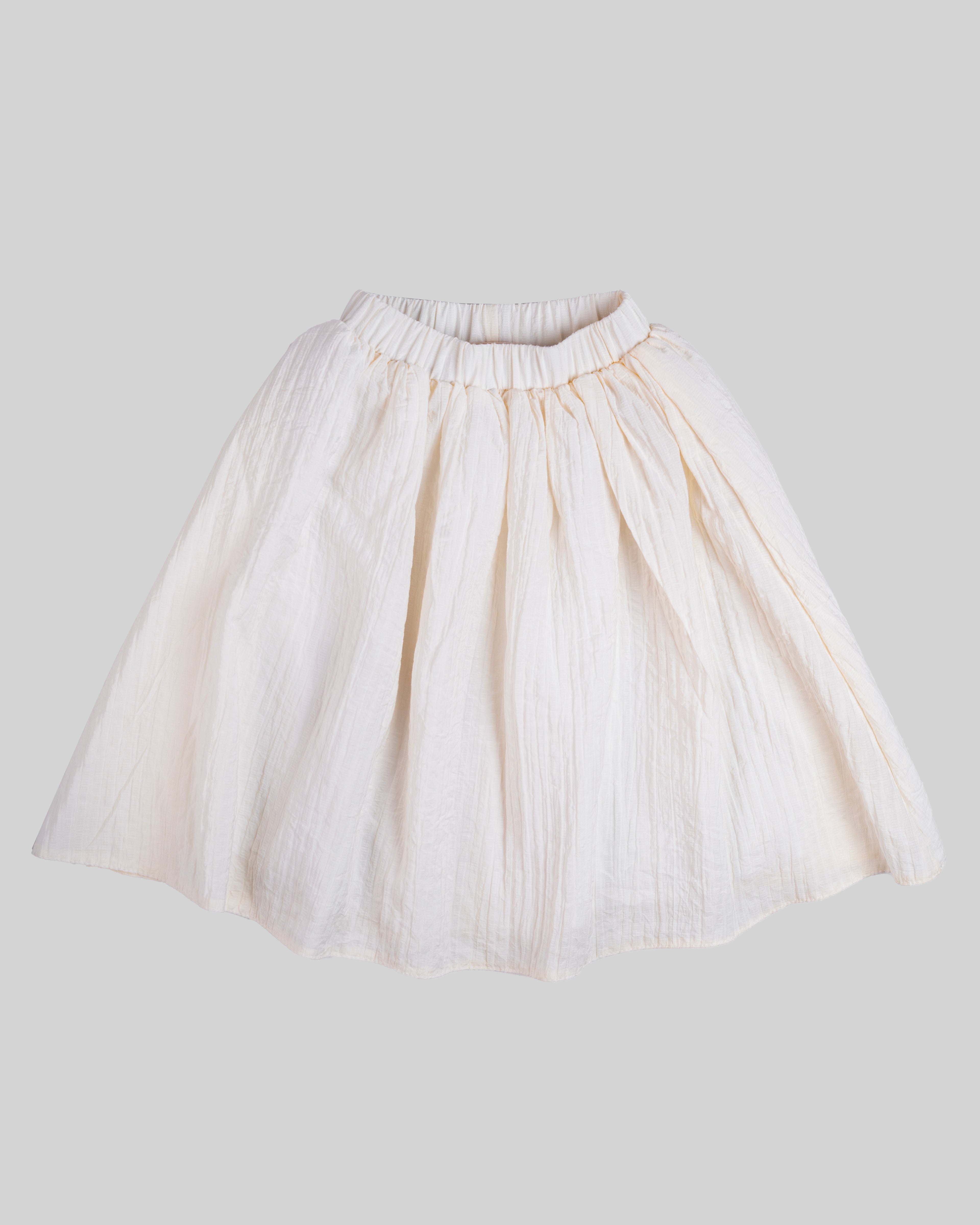 High-waist midi skirt with an elastic waistband and a gathered design