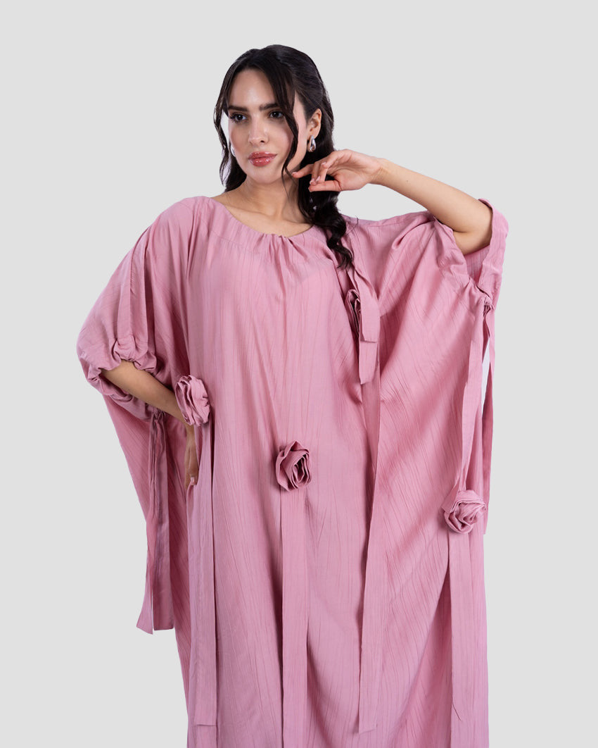 LONG DRESS OVERSIZED WITH 3D FLOWERS