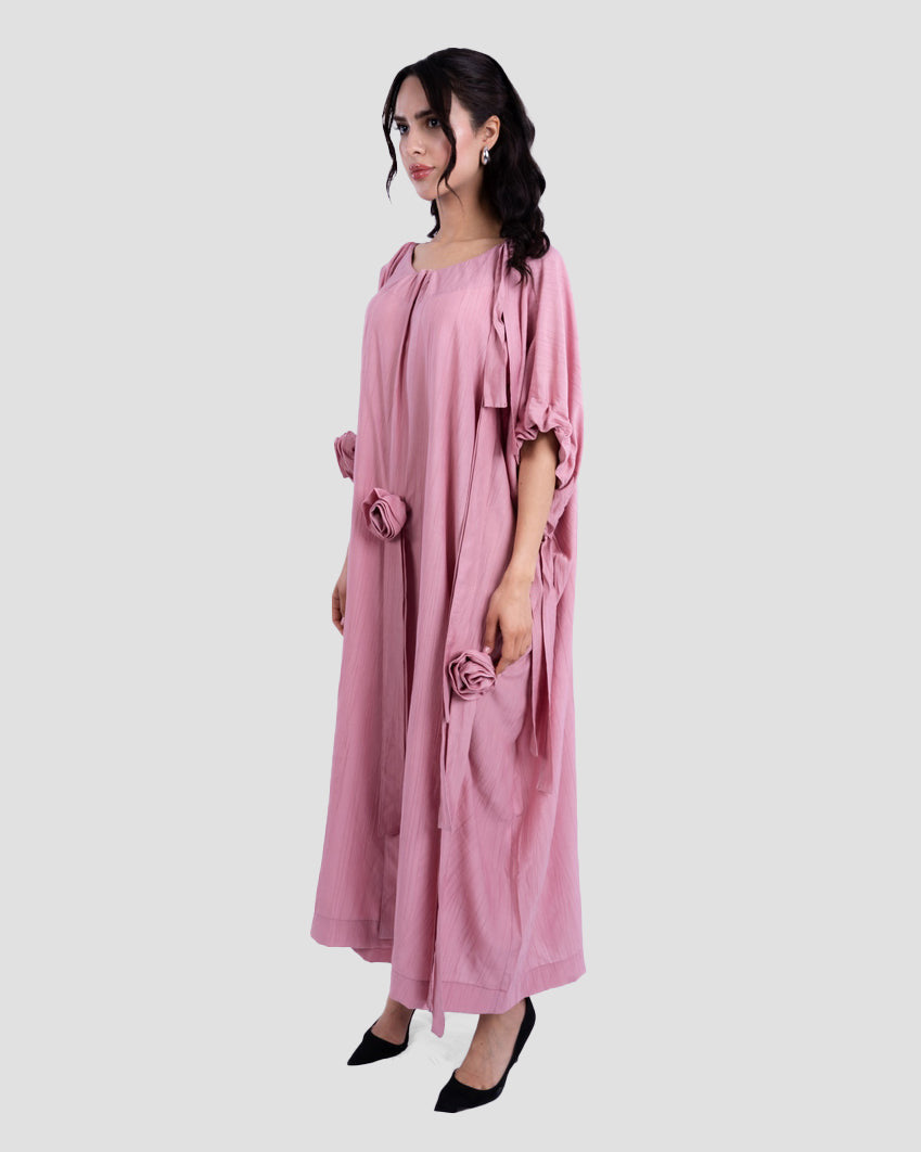 LONG DRESS OVERSIZED WITH 3D FLOWERS