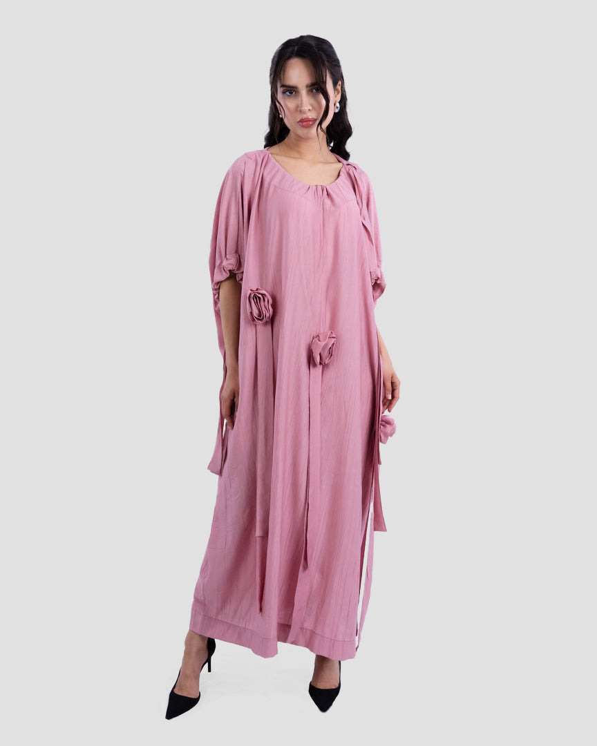LONG DRESS OVERSIZED WITH 3D FLOWERS