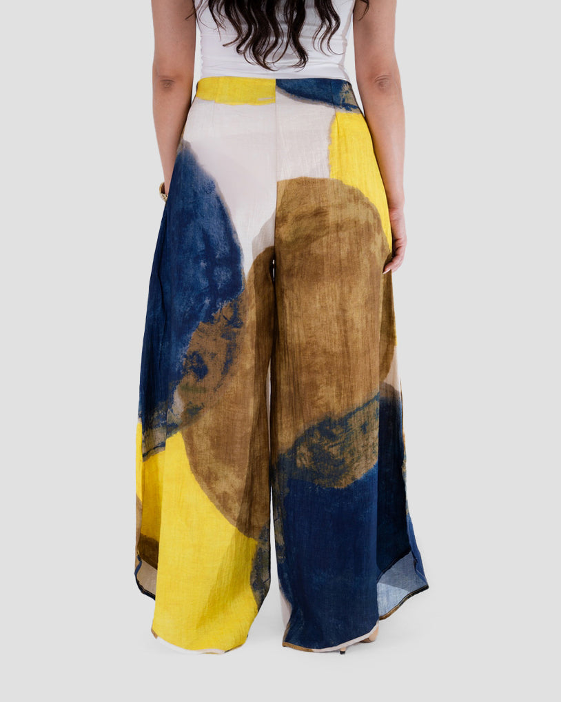 PRINTED WIDE-LEG TROUSERS
