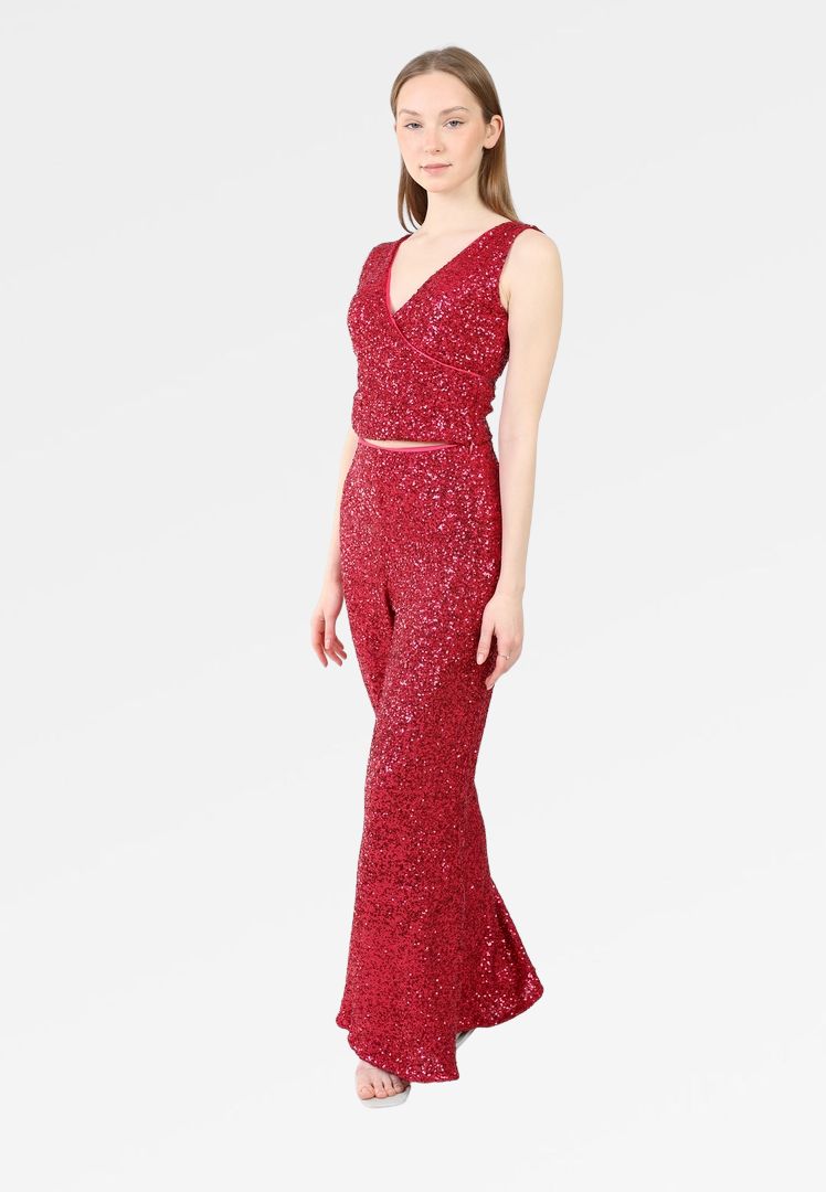 SEQUIN STRAIGHT-LEG PANTS