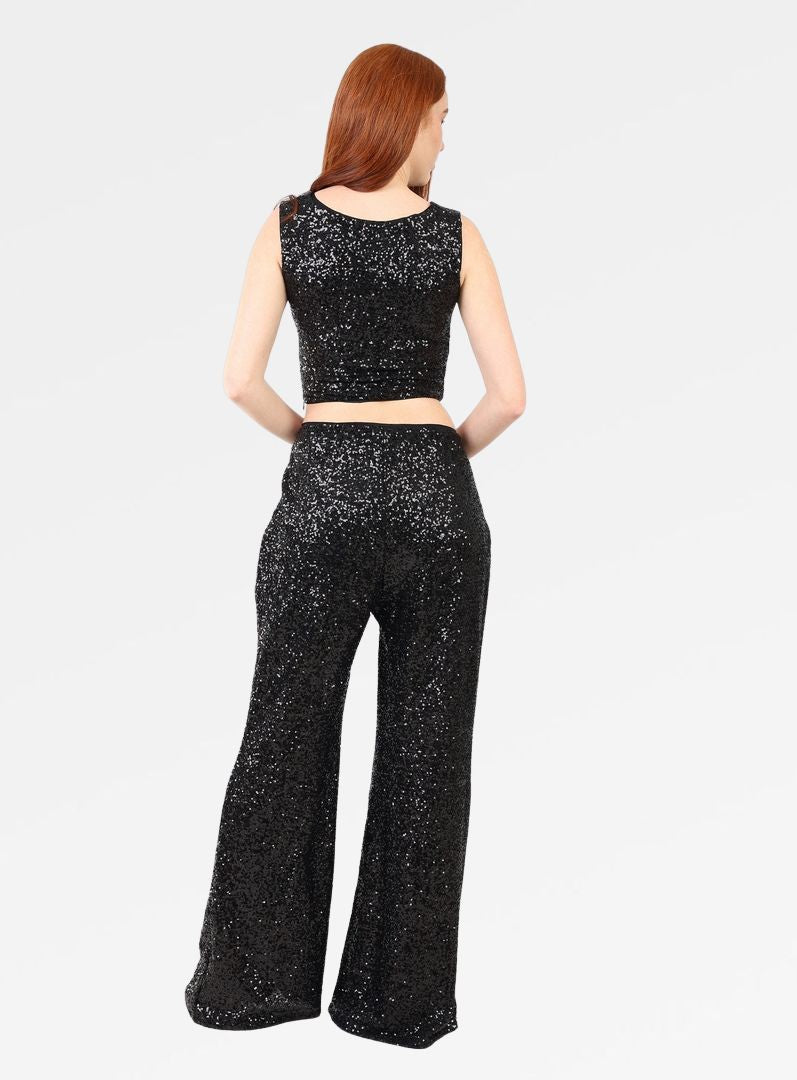 SEQUIN STRAIGHT-LEG PANTS
