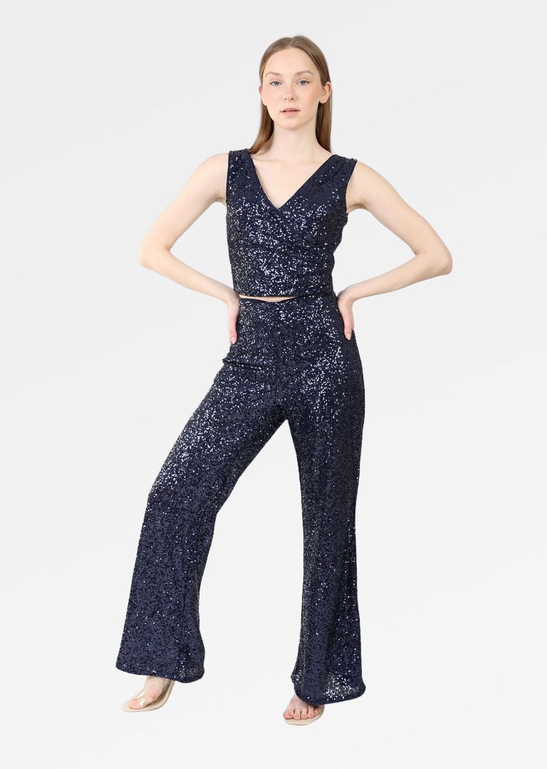 SEQUIN STRAIGHT-LEG PANTS