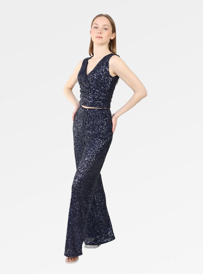 SEQUIN STRAIGHT-LEG PANTS