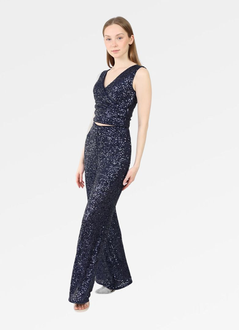 SEQUIN STRAIGHT-LEG PANTS