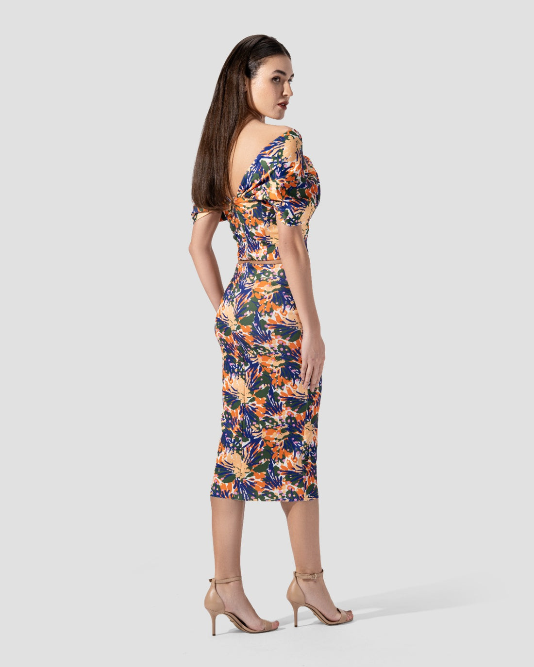 printed skirt High waist knee length tight fit