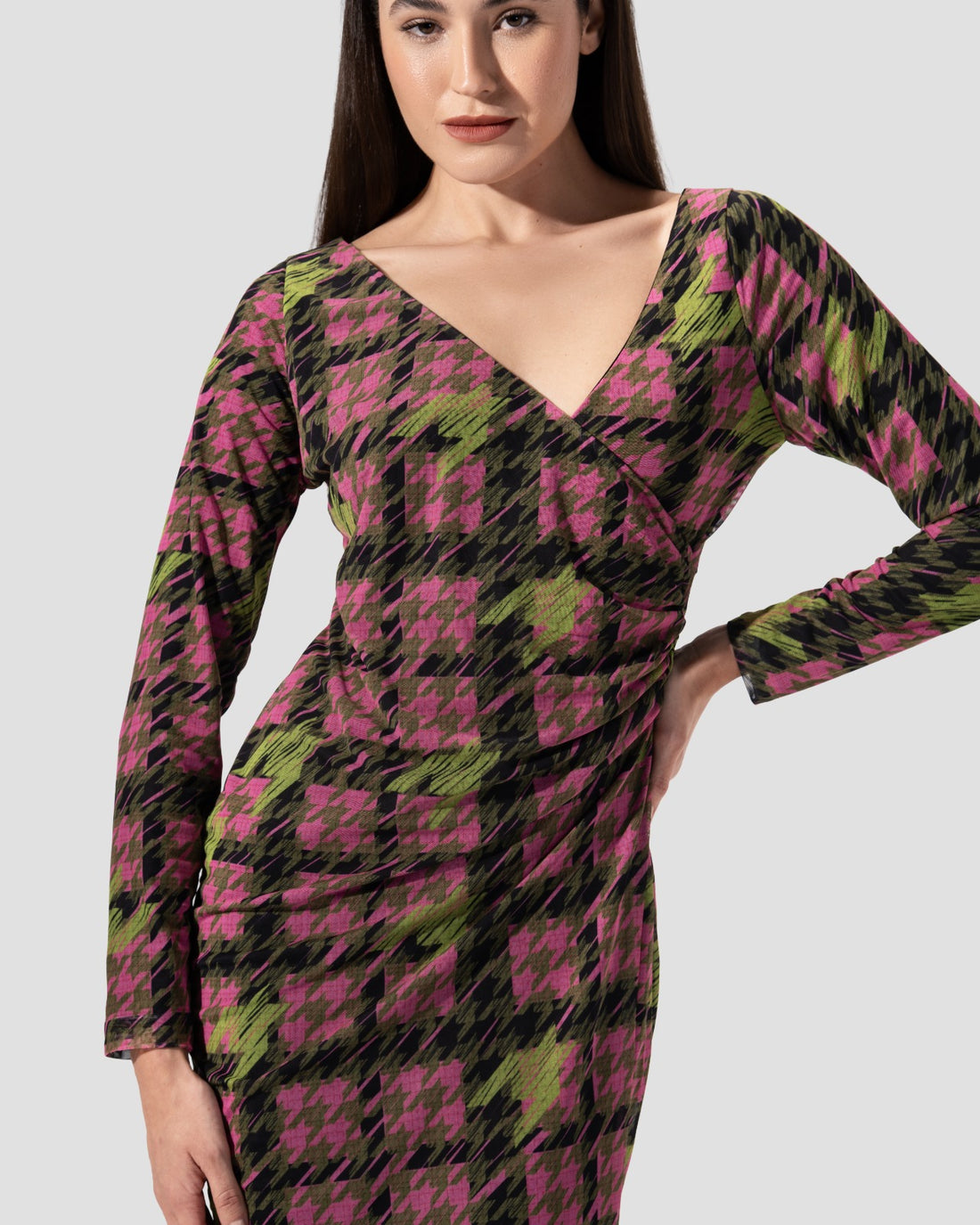 Printed wrap midi dress