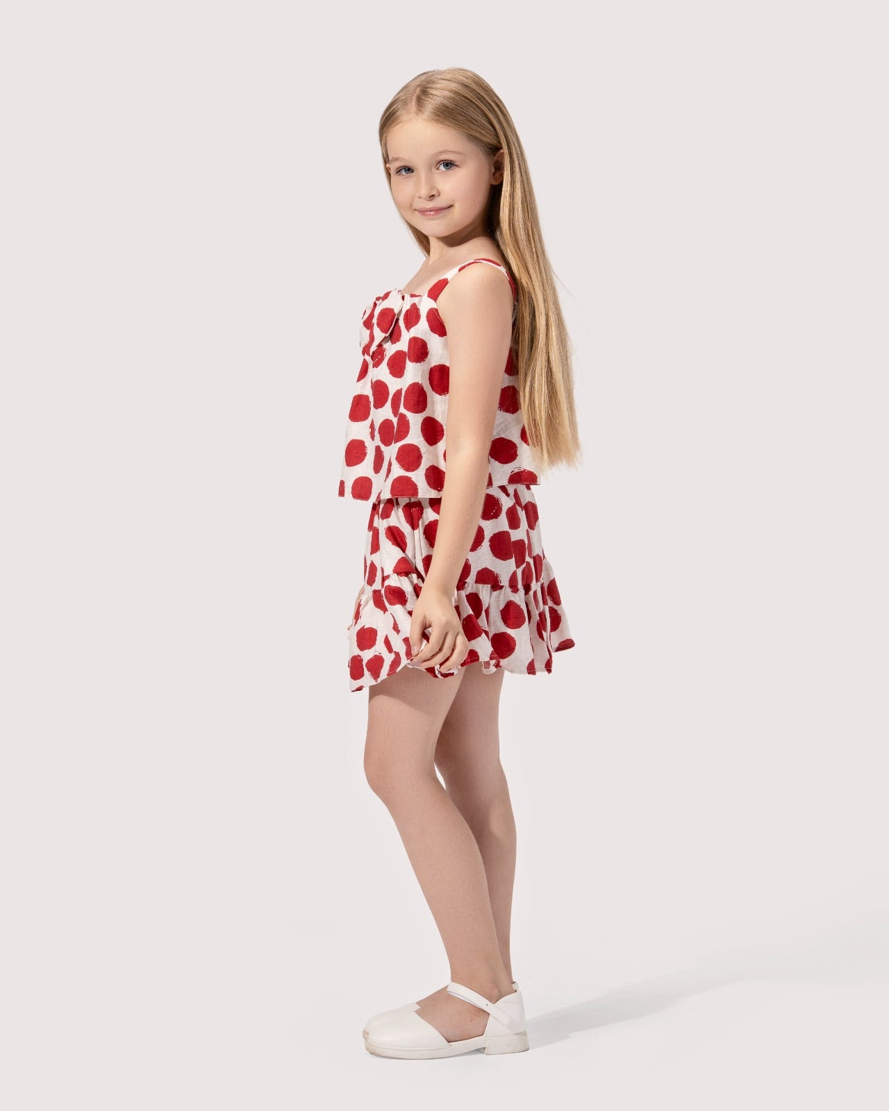 Polka Dots Ruffled Mini Skirt.