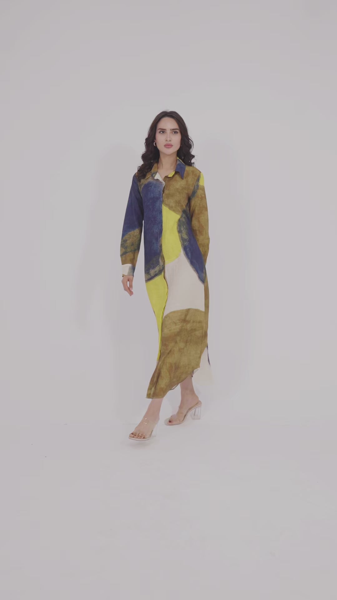 PRINTED LONG SHIRT DRESS
