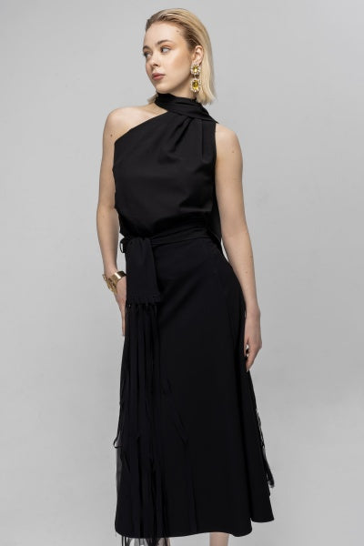 MIDI SKIRT WITH TIE WAIST