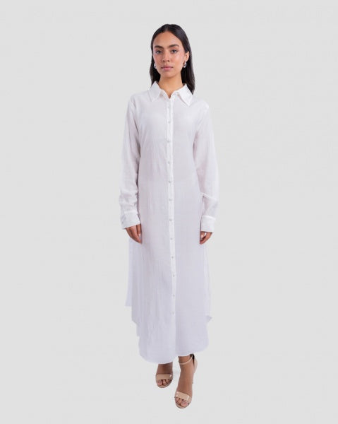 COLLARED LONG SHIRT DRESS