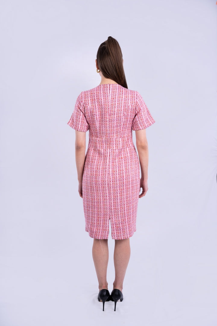 contrast dress round neck with pockets