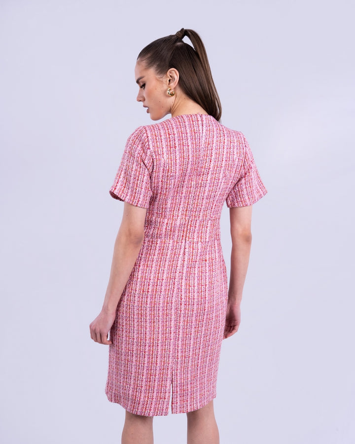 contrast dress round neck with pockets
