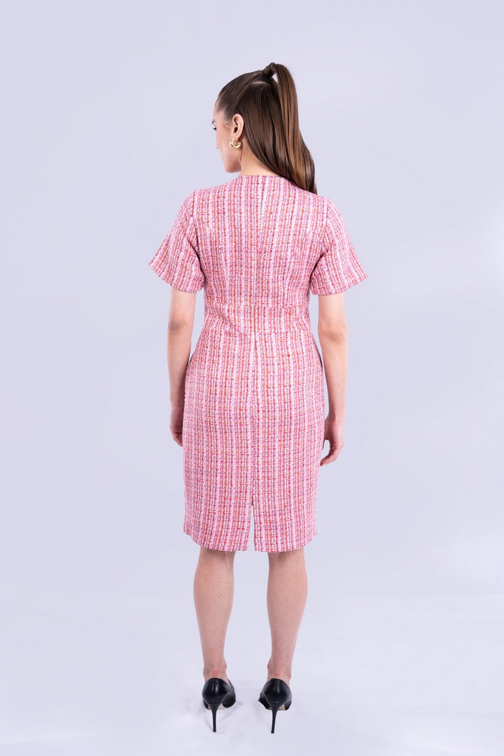 contrast dress round neck with pockets