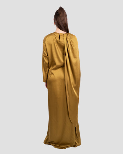 SATIN-EFFECT DRAPED MAXI DRESS