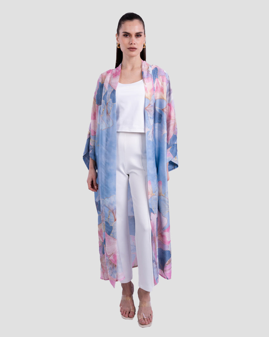 FLORAL PRINT KIMONO WITH WIDE SLEEVES
