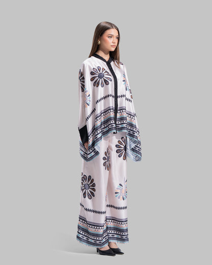 Oversized satin blouse with long sleeves