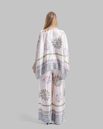 Oversized satin blouse with long sleeves