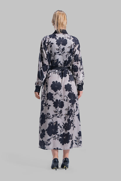 Printed Satin Shirt Dress