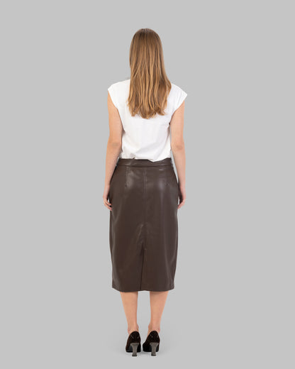 Midi Skirt leather High-Waist