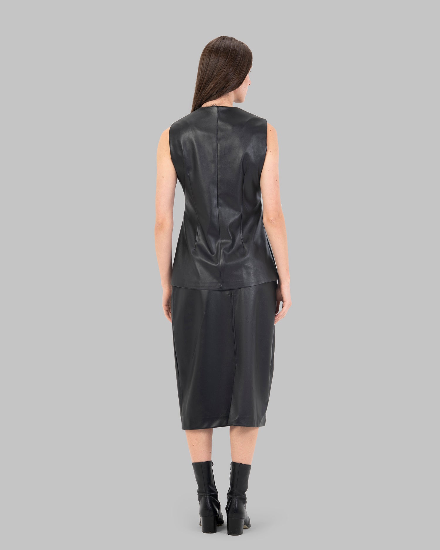 Midi Skirt leather High-Waist