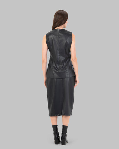 Midi Skirt leather High-Waist