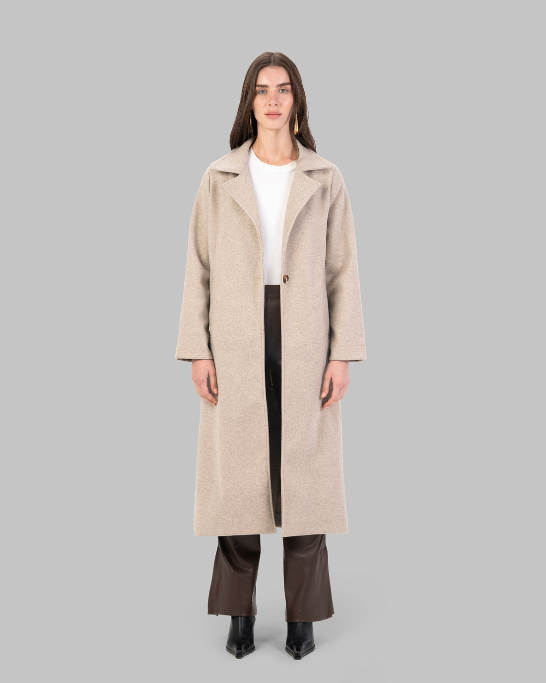 Long slime Wool-Blend Coat,Maxi length