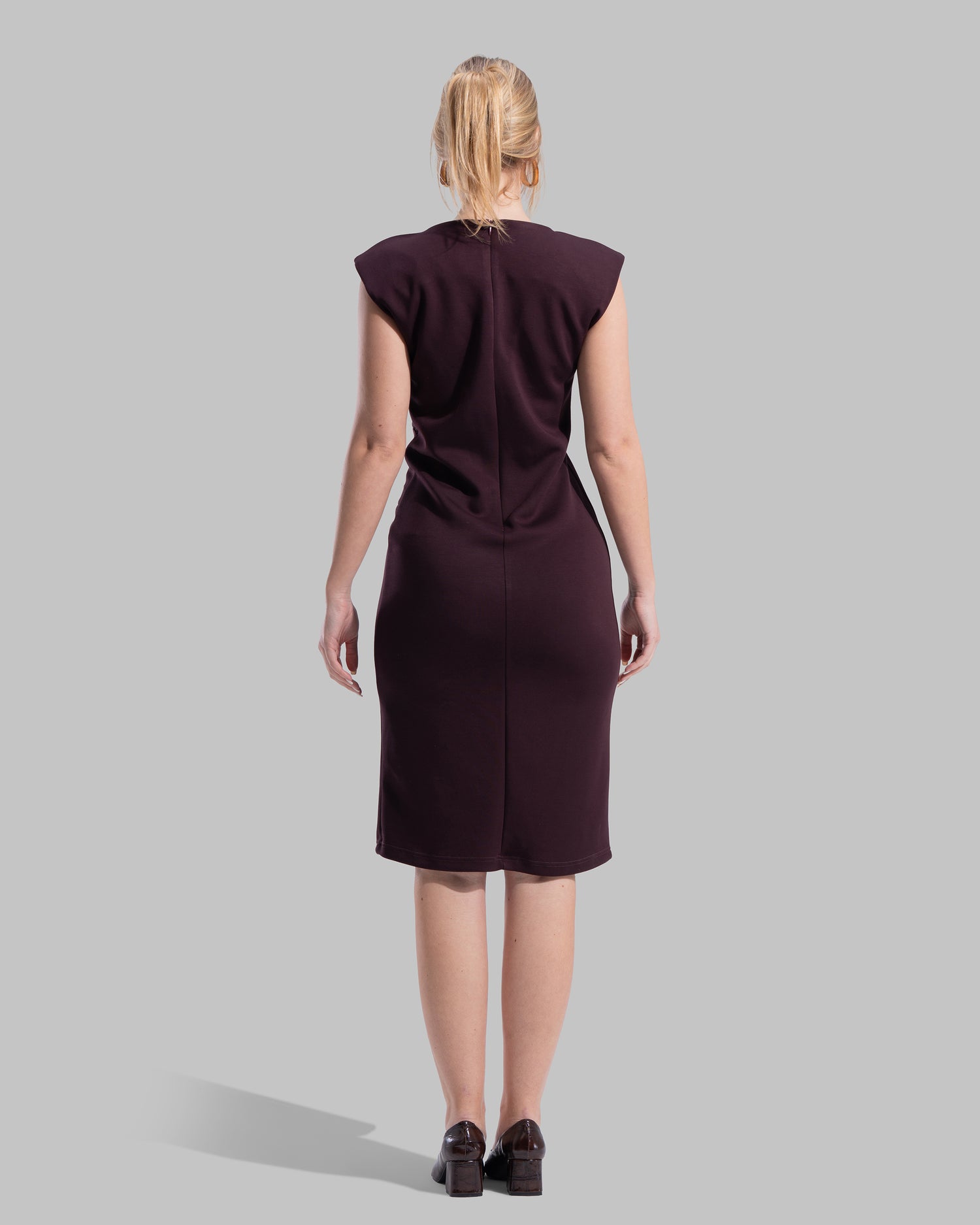 " Draped Ruffle Sheath Dress "