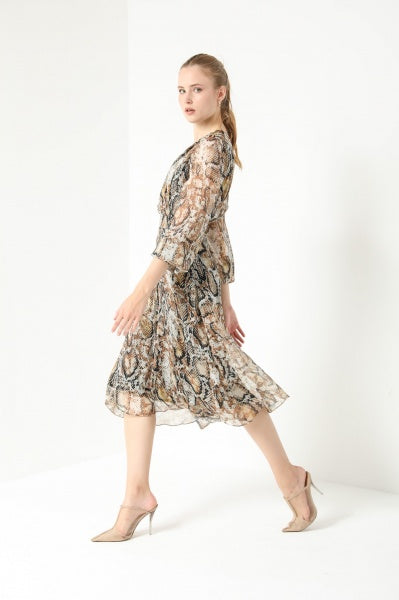 SNAKE PRINT MIDI DRESS