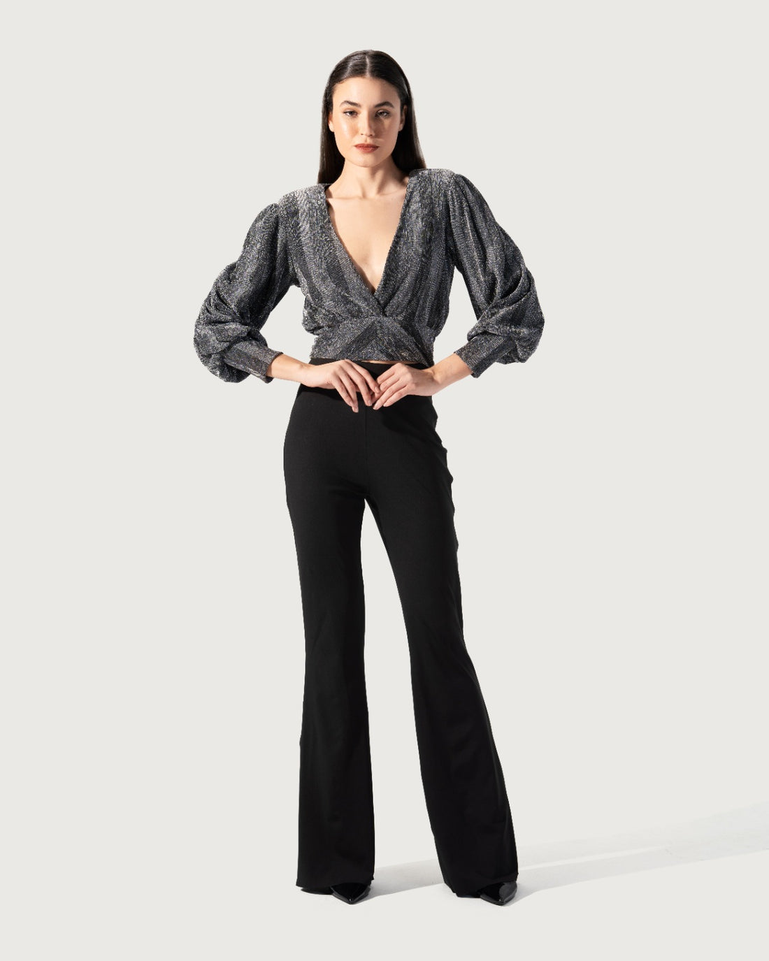 Long sleeve top with a V-neckline
