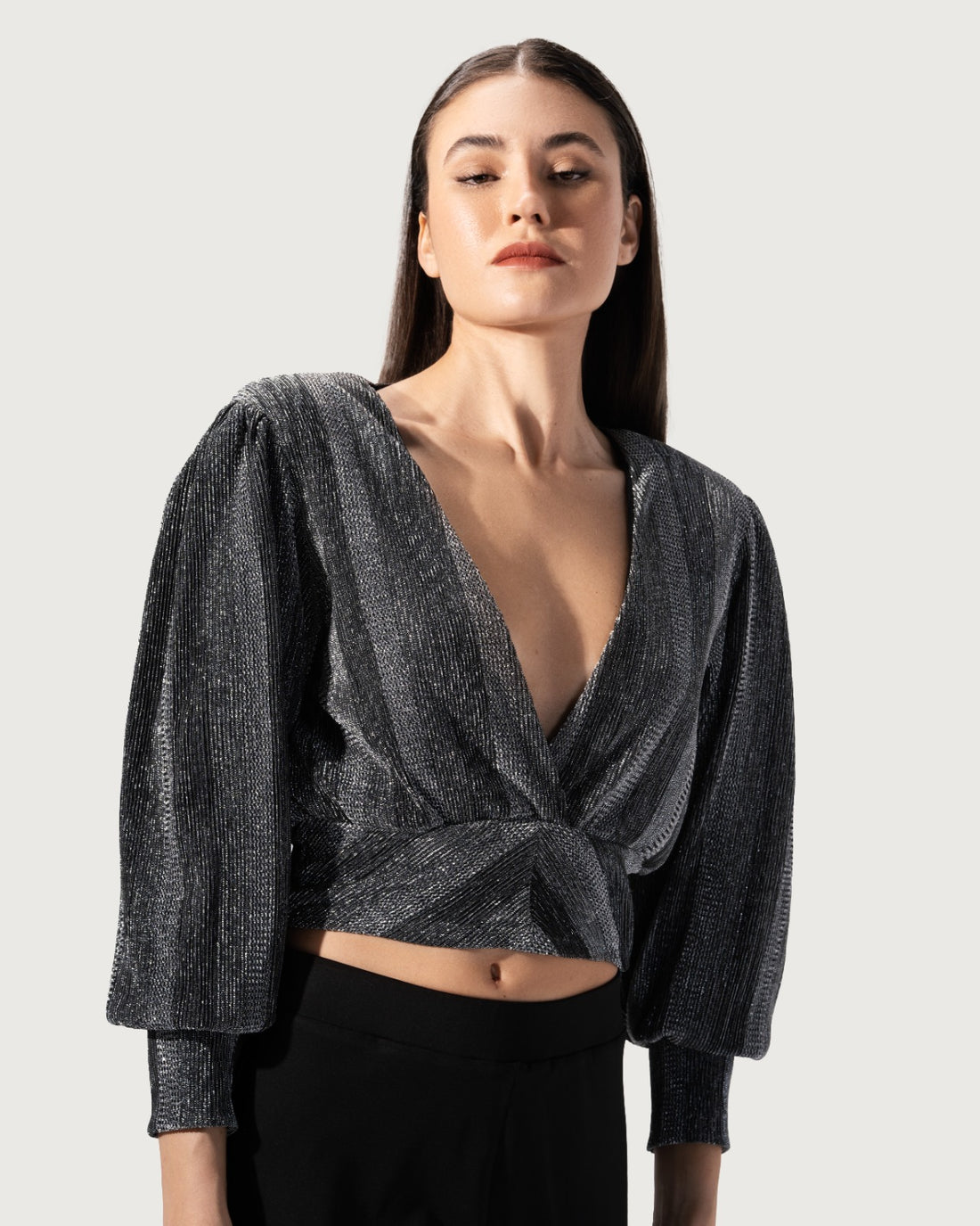 Long sleeve top with a V-neckline