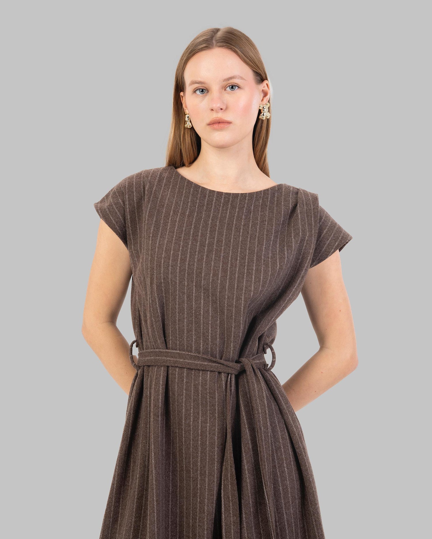 Pinstripe Shift Dress A sleeveless